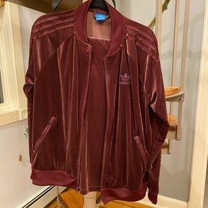 Adidas velvet tracksuit dark purple large